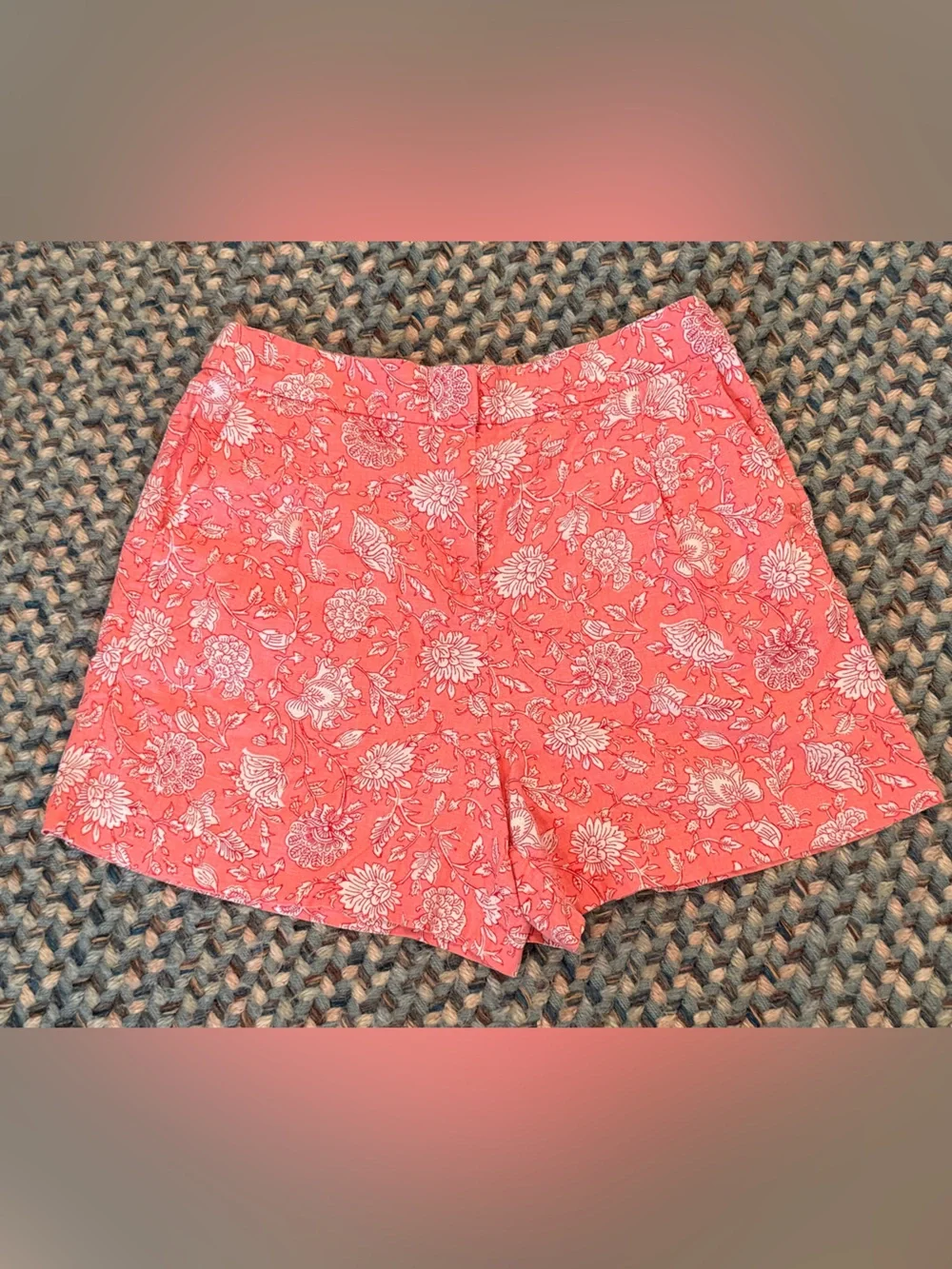 J Crew Linen Cotton Coral Shorts sz 10
